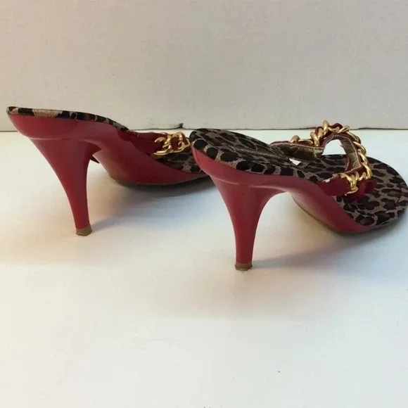 Delicious Red, Gold& Leopard Sandals with Red Sole - Picture 8 of 16